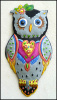 `Metal Owl Wall Hanging - Hand Painted Owl Wall Decor - Metal Art -  24" high